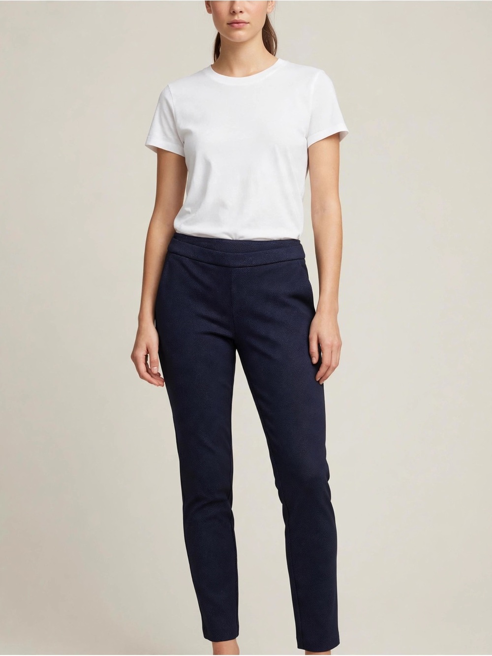 Liverpool Navy Cropped Slim Ankle Pants